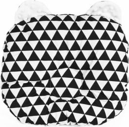Oboustanný polštářek s oušky, 30x35cm - Trojúhelníčky,minky bílá - obrázek 1