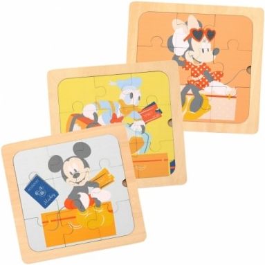 Dřevěné Disney puzzle 3v1 - Mickey a přátelé, 22 x 22 cm. - obrázek 1