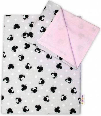 2-dílné bavlněné povlečení Baby Nellys - Minnie, šedá/růžová, Velikost povlečení 135x100 - obrázek 1