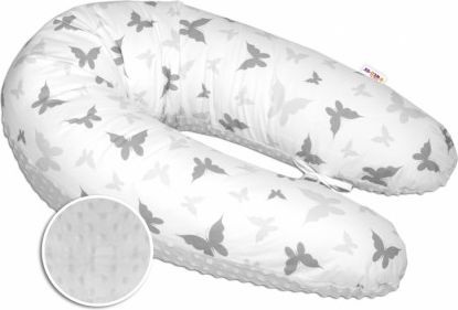 Kojící polštář - relaxační poduška Minky Baby Nellys, Motýlci šedí - obrázek 1