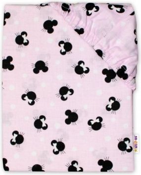 Baby Nellys Dětské bavlněné prostěradlo do postýlky - Minnie, růžová, Rozměry 120x60 - obrázek 1