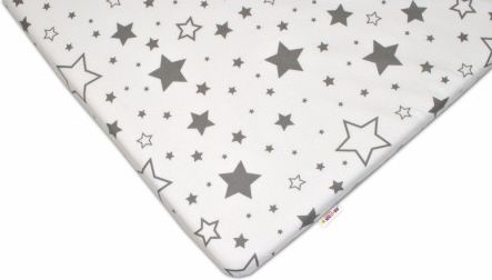 Bavlněné prostěradlo 60x120cm - Šedé hvězdy a hvězdičky - bílé - obrázek 1