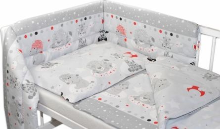 3-dílná sada mantinel s povlečením Safari Baby - šedá, Velikost povlečení 135x100 - obrázek 1