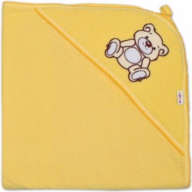 Dětská osuška TEDDY BEAR Baby Nellys s kapucí - krémová,žlutá - obrázek 1