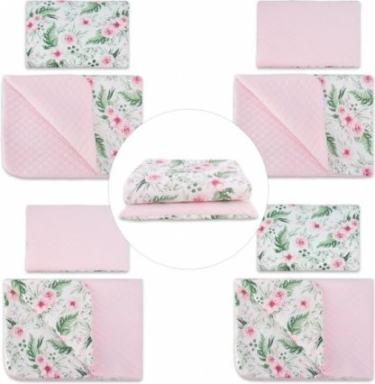 Oboustranná sada polštářek s povlečením + dečka Velvet lux Miminu, prošívaná - růžová - obrázek 1