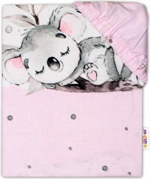 Baby Nellys Dětské bavlněné prostěradlo do postýlky - Medvídek Koala, růžové, Rozměry 120x60 - obrázek 1