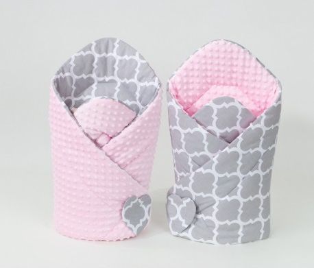 Oboustranná zavinovačka MINKY BABY - Maroko šedé/sv. růžová - obrázek 1