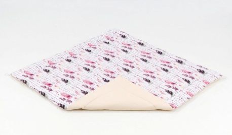 Podložka do stanu pro děti teepee, týpí - béžová/růžová pírka - obrázek 1