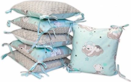Polštářkový mantinel Baby Nellys, Mráček, minky - mátový - obrázek 1