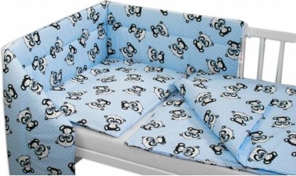 3-dílná sada mantinel s povlečením + zavinovačka zdarma - Baby Panda, modrá, Velikost povlečení 135x100 - obrázek 1