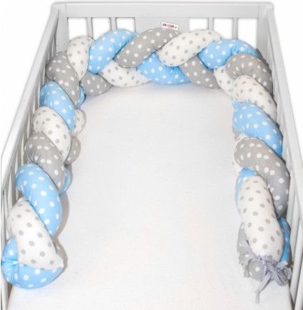 Mantinel Baby Nellys pletený cop Bubble - modrá, bílá, šedá - obrázek 1