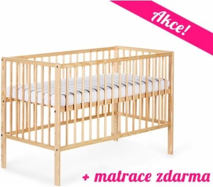 Postýlka RADEK X 120x60cm, přírodní + matrace zdarma - obrázek 1