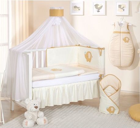 Mega set s moskytiérou LUX SLON - piškotový, Velikost povlečení 140x70 - obrázek 1
