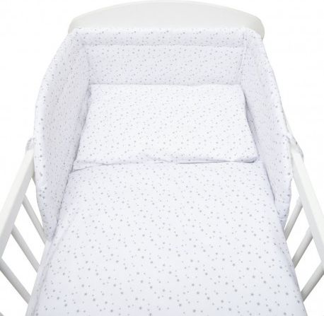 3-dílné ložní povlečení New Baby 90/120 cm bílé šedé hvězdičky, Bílá - obrázek 1