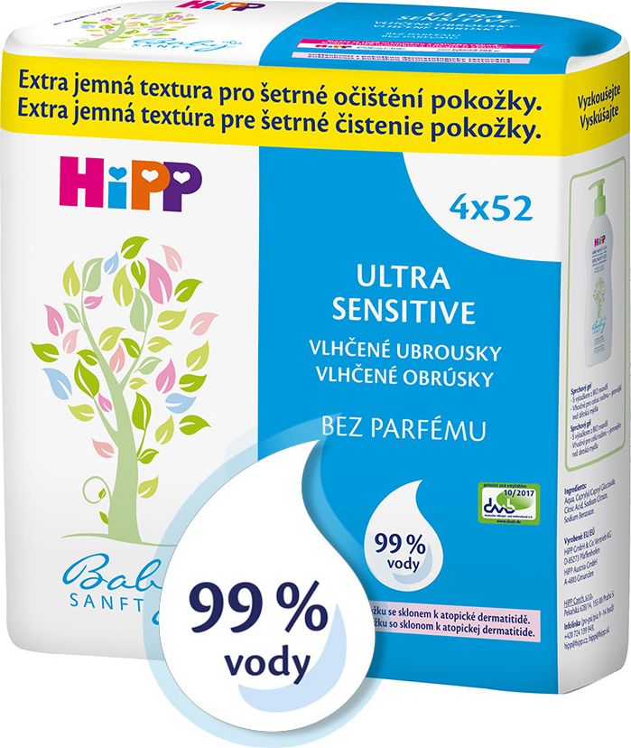 HiPP BABYSANFT Čist.vlh.ubrousky bez parfém 4x52ks - obrázek 1