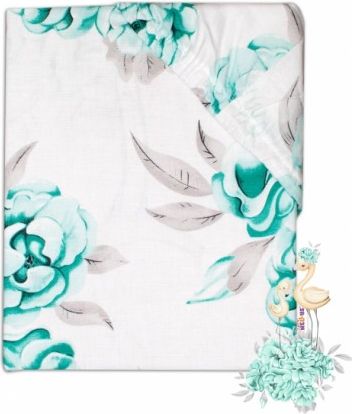 Baby Nellys Dětské bavlněné prostěradlo do postýlky - Plameňák mátový, Rozměry 120x60 - obrázek 1