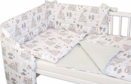 3-dílná sada mantinel s povlečením Baby Nellys, Zvířátka v lese - šedá, Velikost povlečení 120x90 - obrázek 1