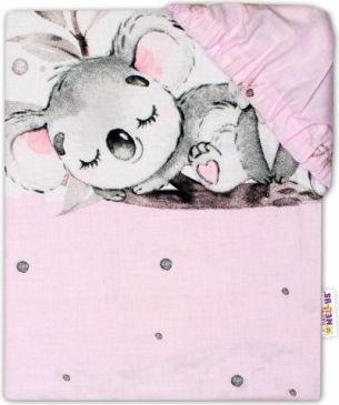 Baby Nellys Dětské bavlněné prostěradlo do postýlky - Medvídek Koala, růžové, Rozměry 140x70 - obrázek 1