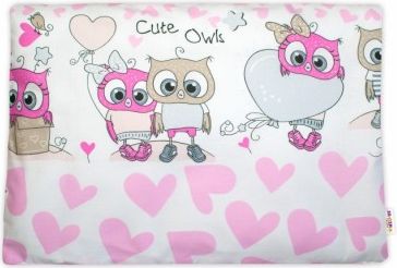 Baby Nellys Povlak na polštářek Cute Owls, 40x60 cm - růžový - obrázek 1