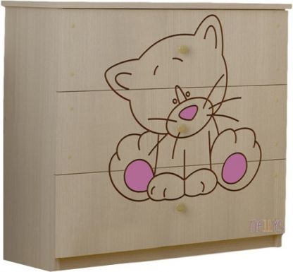 BabyBoo Dětská komoda - Kočička růžová - obrázek 1