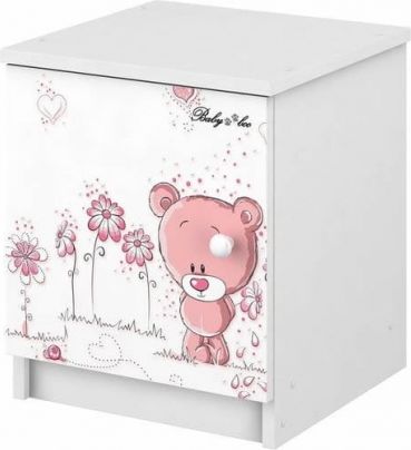 BabyBoo Noční stolek - Medvídek STYDLÍN růžový, D19 - obrázek 1