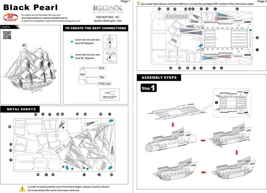 METAL EARTH 3D puzzle Black Pearl - Černá Perla (ICONX) - obrázek 3