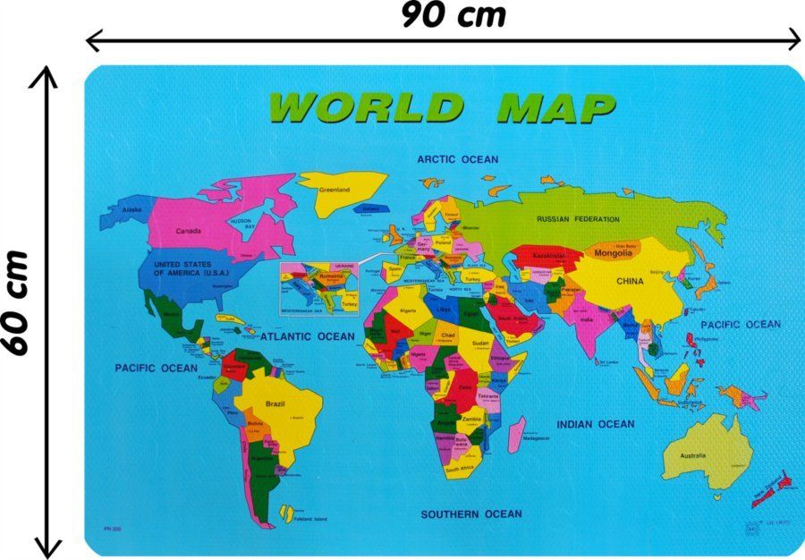 LC Pěnové podlahové puzzle Mapa světa 54 dílků - obrázek 1