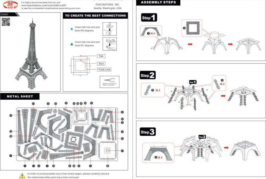 METAL EARTH 3D puzzle Eiffelova věž (ICONX) - obrázek 5