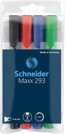 Popisovač na bílou tabuli a flipchart "Maxx 293", 4 barvy, 1-4mm, klínový hrot, SCHNEIDER, set 4 ks - obrázek 1