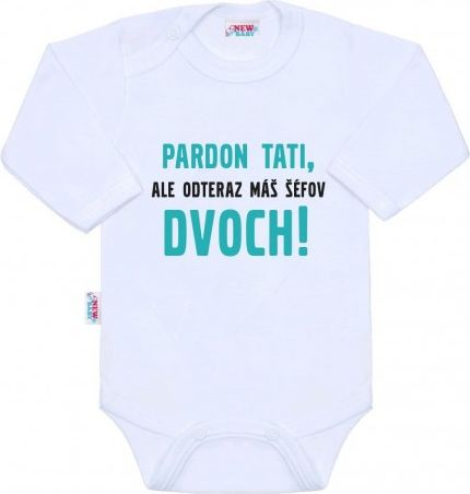 Body s potiskem New Baby Pardon tati,... máš šéfov dvoch!, Bílá, 74 (6-9m) - obrázek 1