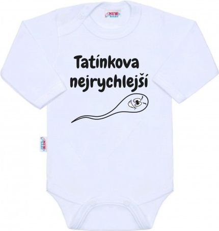 Body s potiskem New Baby Tatínkova nejrychlejší, Bílá, 68 (4-6m) - obrázek 1