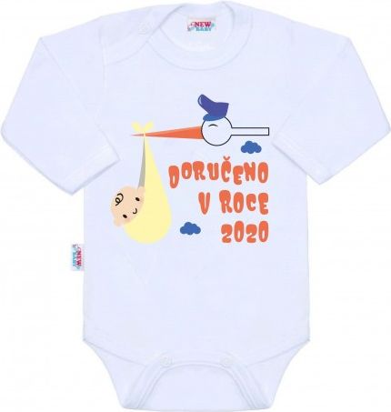 Body s potiskem New Baby Doručeno v roce 2020, Bílá, 68 (4-6m) - obrázek 1