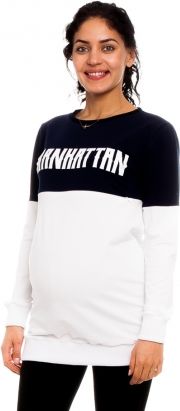 Be MaaMaa Těhotenské, kojící tričko/mikina Manhattan, bílo-granátová, vel. XL - obrázek 1