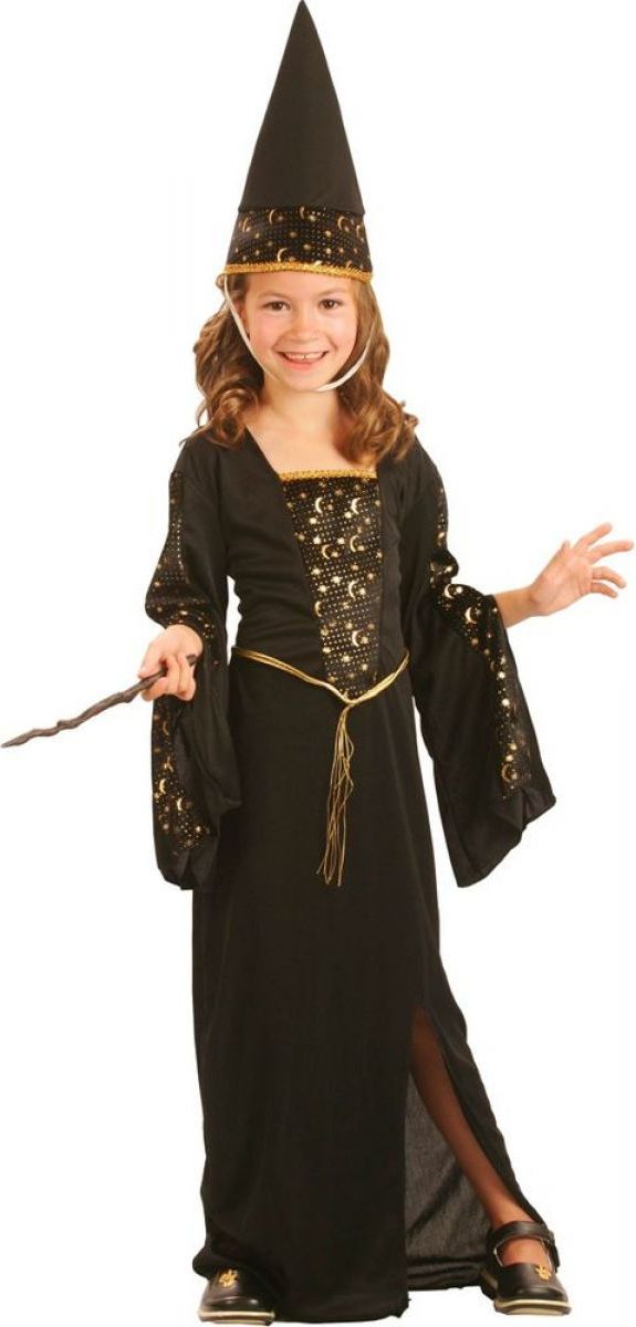 Made Dětský kostým Čarodějka černo-zlatá 110-120cm - obrázek 1