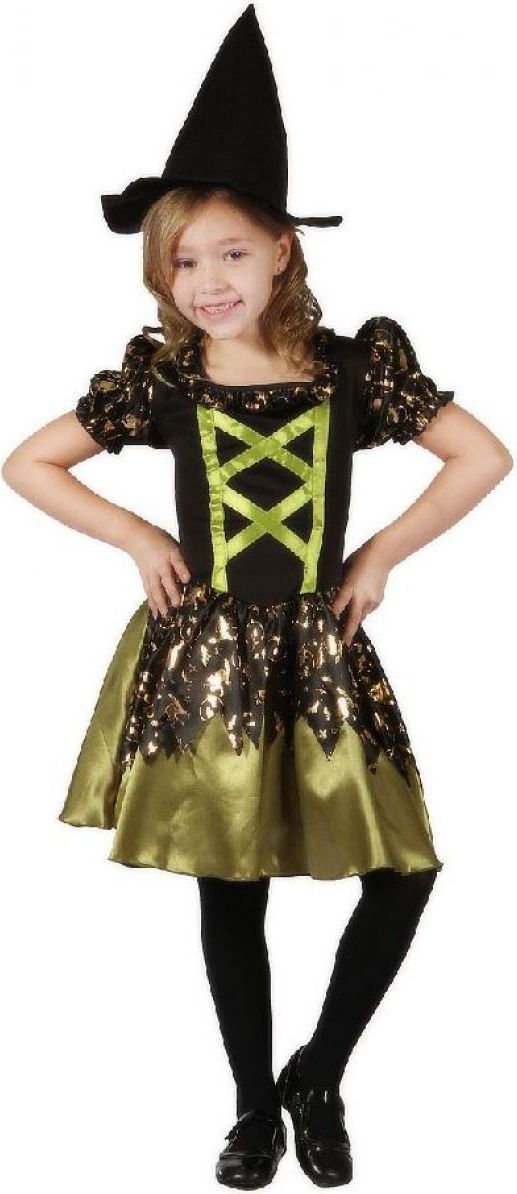 Made Dětský kostým Čarodějka zelená 110-120cm - obrázek 1