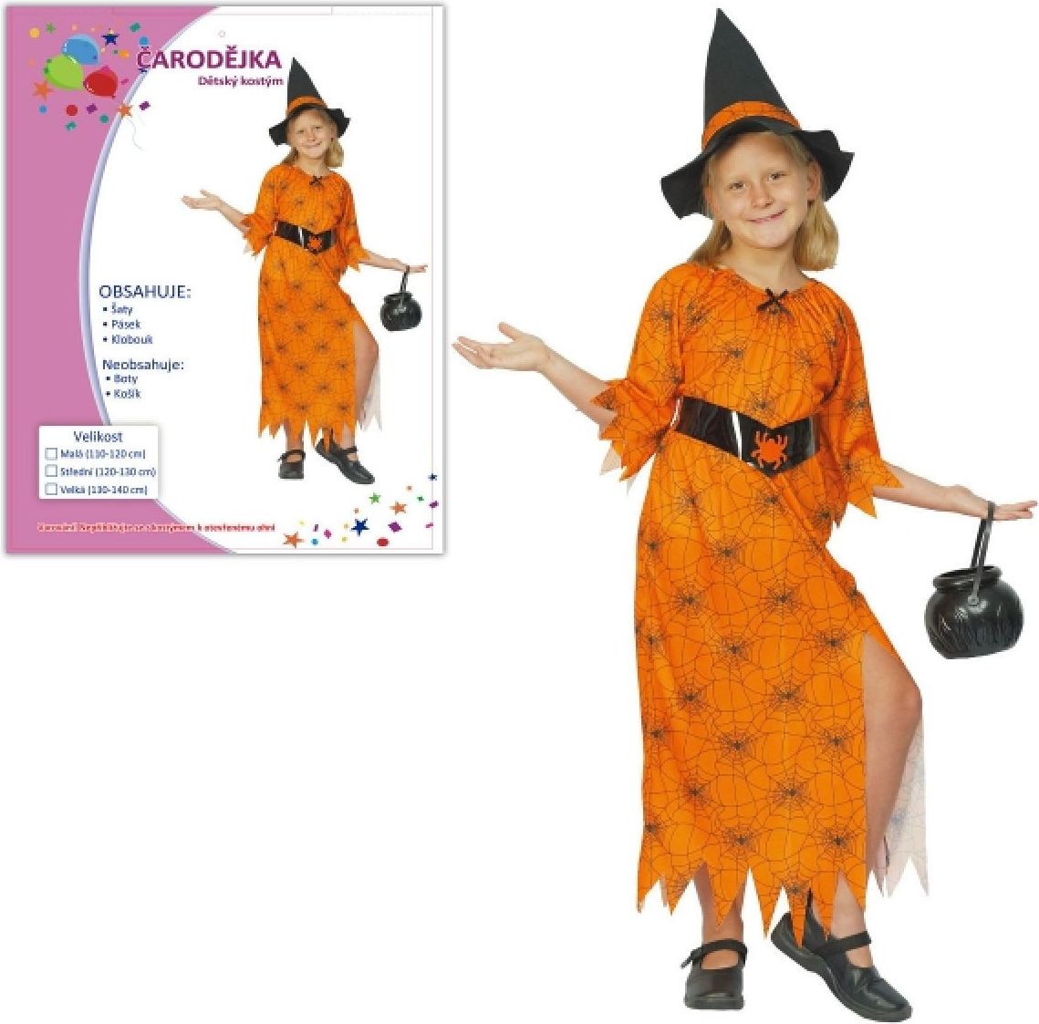 Dětský kostým Čarodějka 110-120 cm - obrázek 1
