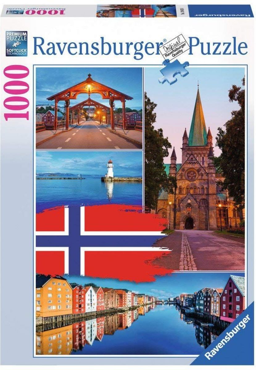 Ravensburger Puzzle 198450 Trondheim koláž 1000 dílků - obrázek 1