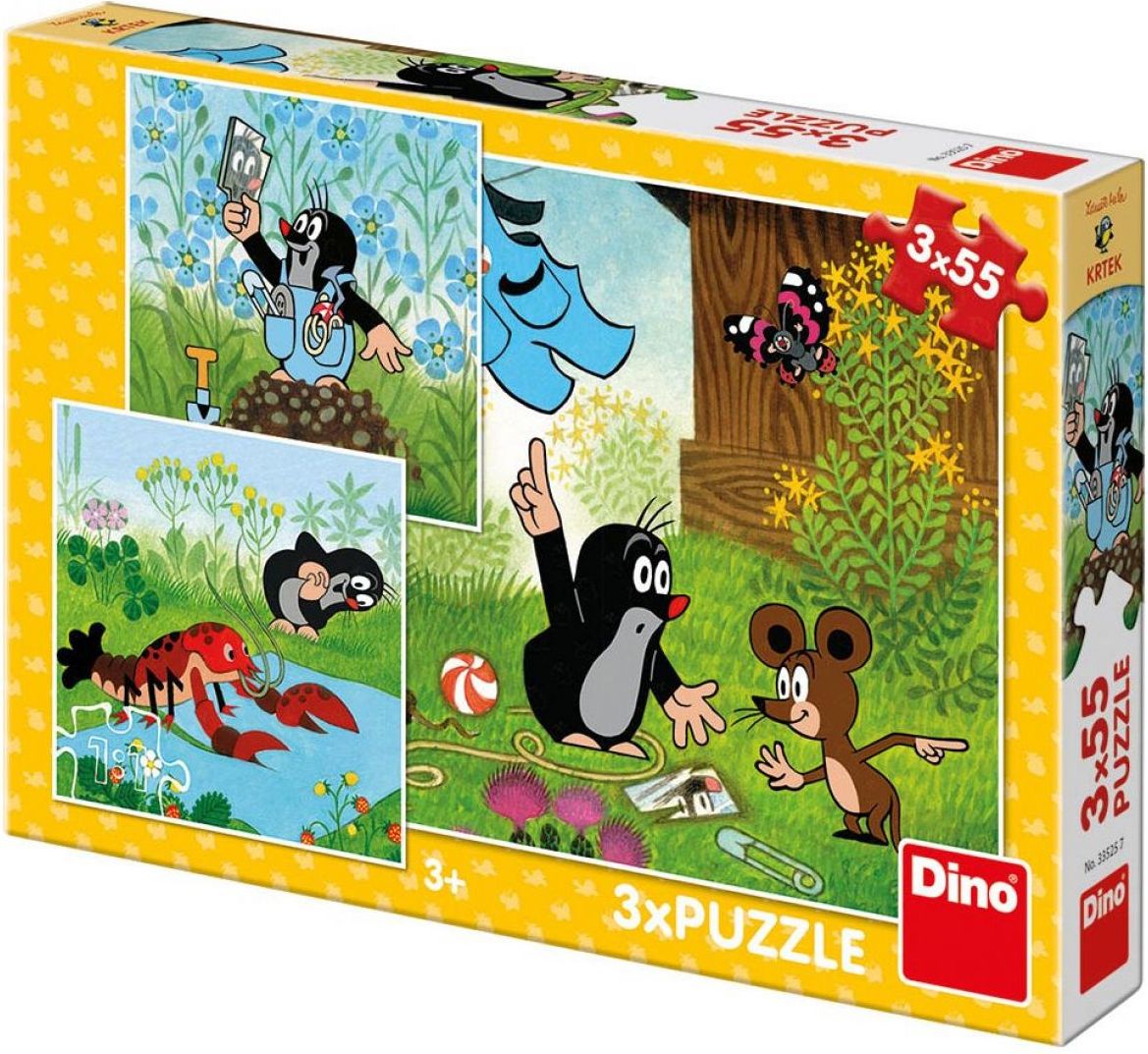 Dino Krteček a kalhotky puzzle 3 x 55 dílků - obrázek 1