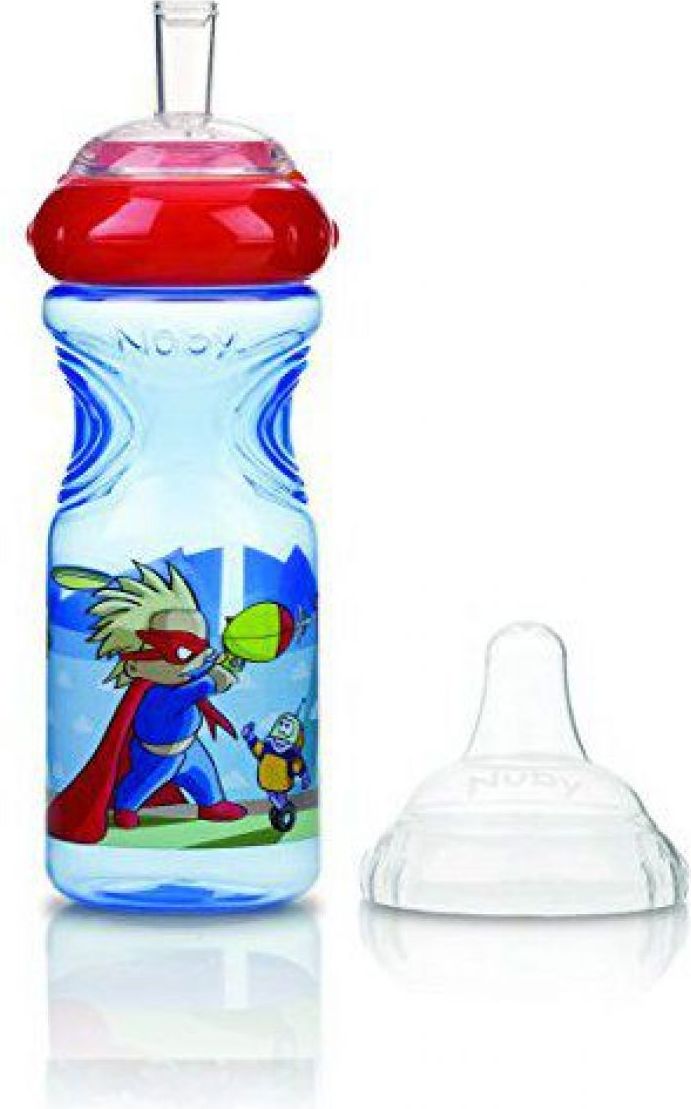 Nuby Láhev sportovní netekoucí s měkkým náustkem 300 ml Modrá Super Kids - obrázek 1
