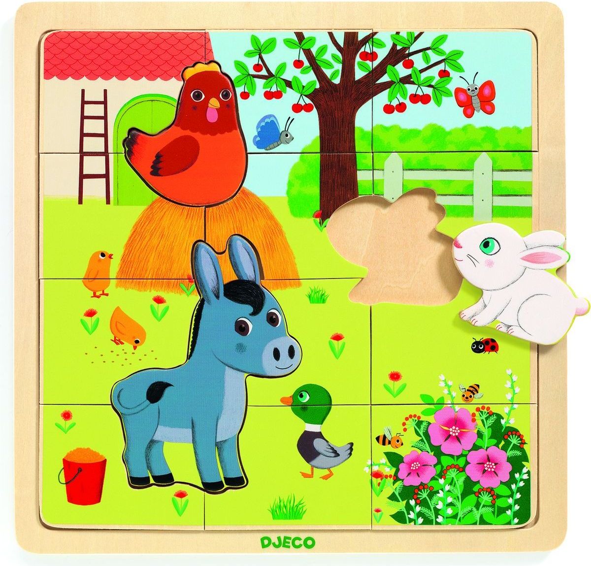 Djeco Dřevěné puzzle Na Farmě - obrázek 1