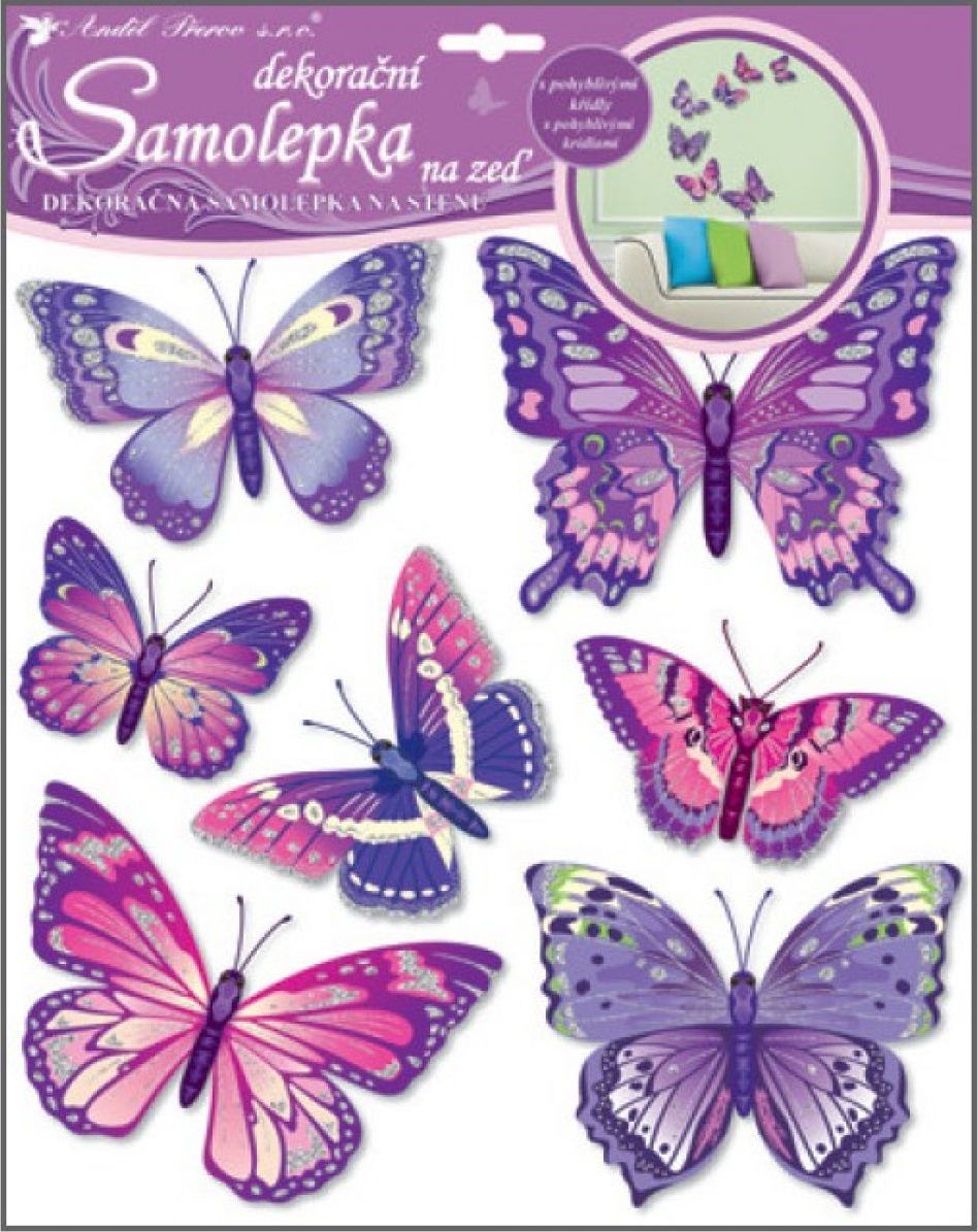 Anděl 10162 Samolepky na zeď motýli fialoví 38x31 cm - obrázek 1