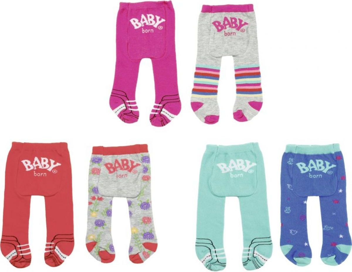 Zapf Creation Baby born® Punčocháče 2 ks - červené a šedé kytičkované - obrázek 1