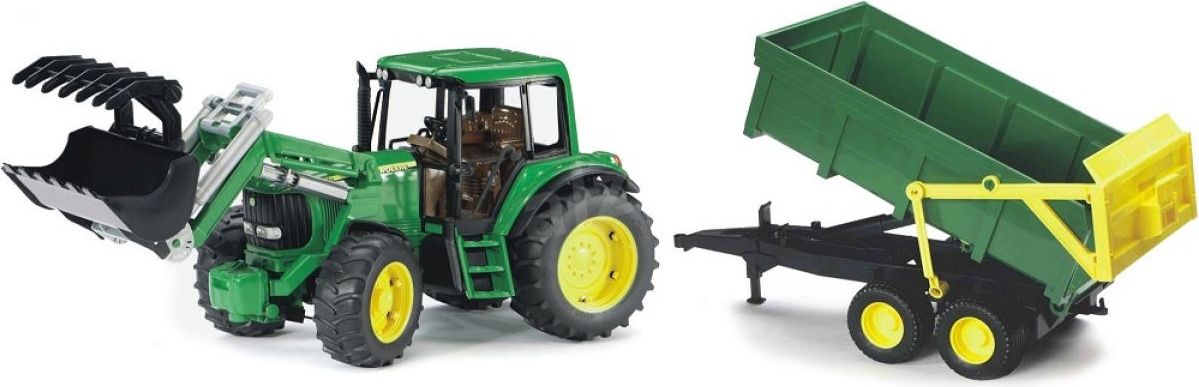 Bruder 01134 Traktor Jonh Deere 6920 s přívěsem a přední lžící
