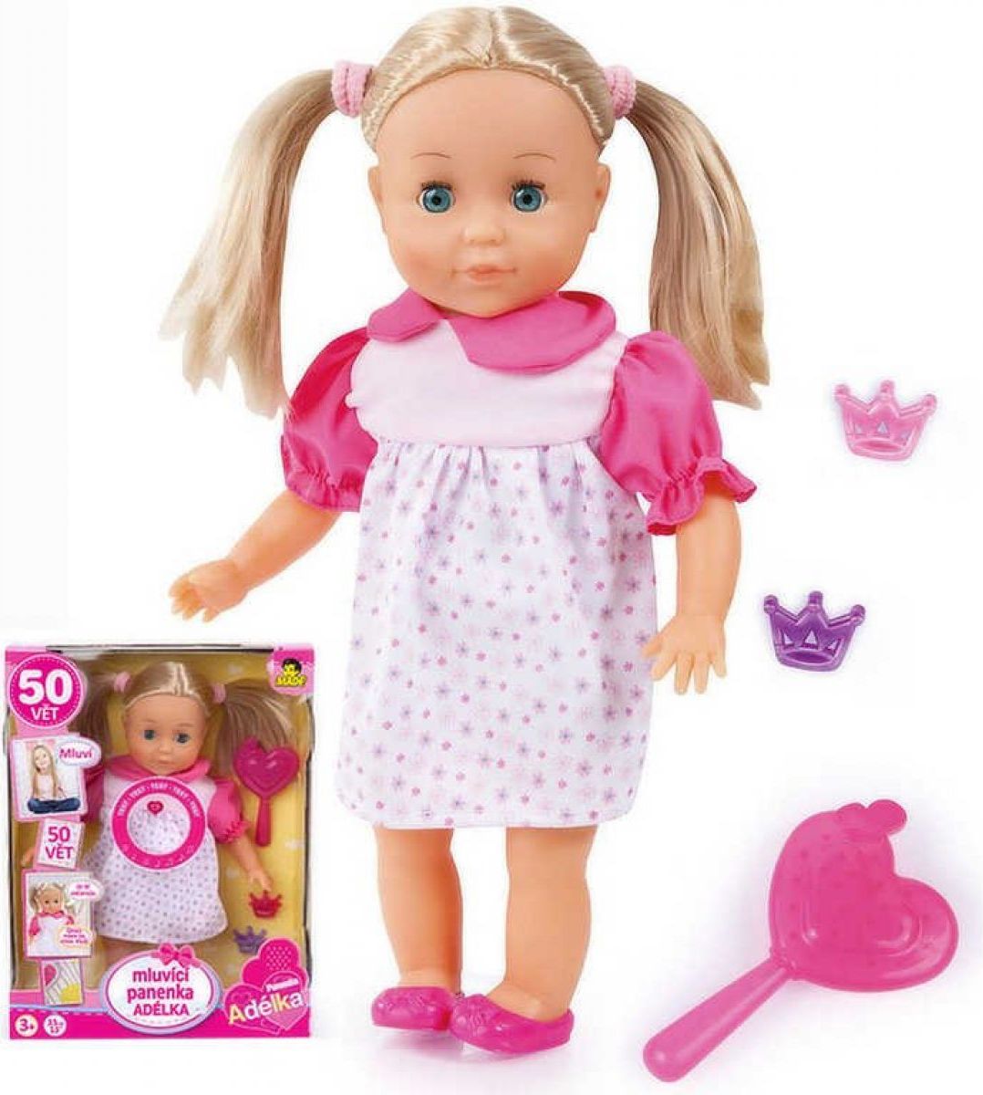 MaDe Panenka Adélka 32 cm mluví česky 50 vět na baterie set s doplňky - obrázek 1