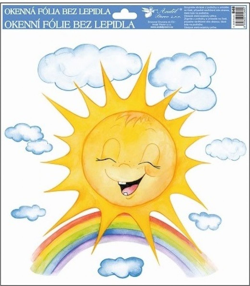 Anděl Okenní fólie ručně malovaná sluníčka 30 x 30 cm Sluníčko s duhou - obrázek 1