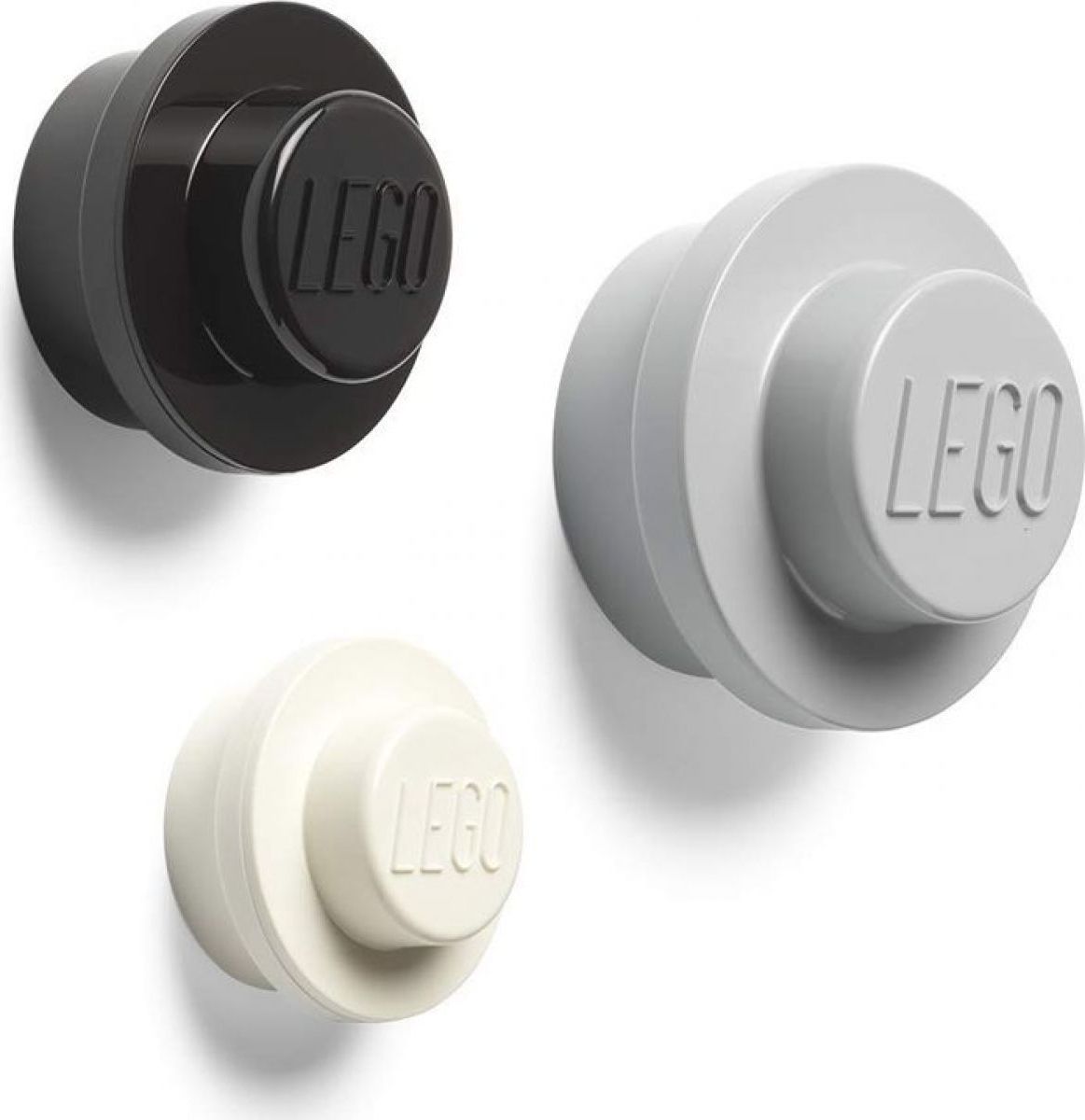 LEGO® věšák na zeď 3 ks Bílý, černý a šedý - obrázek 1