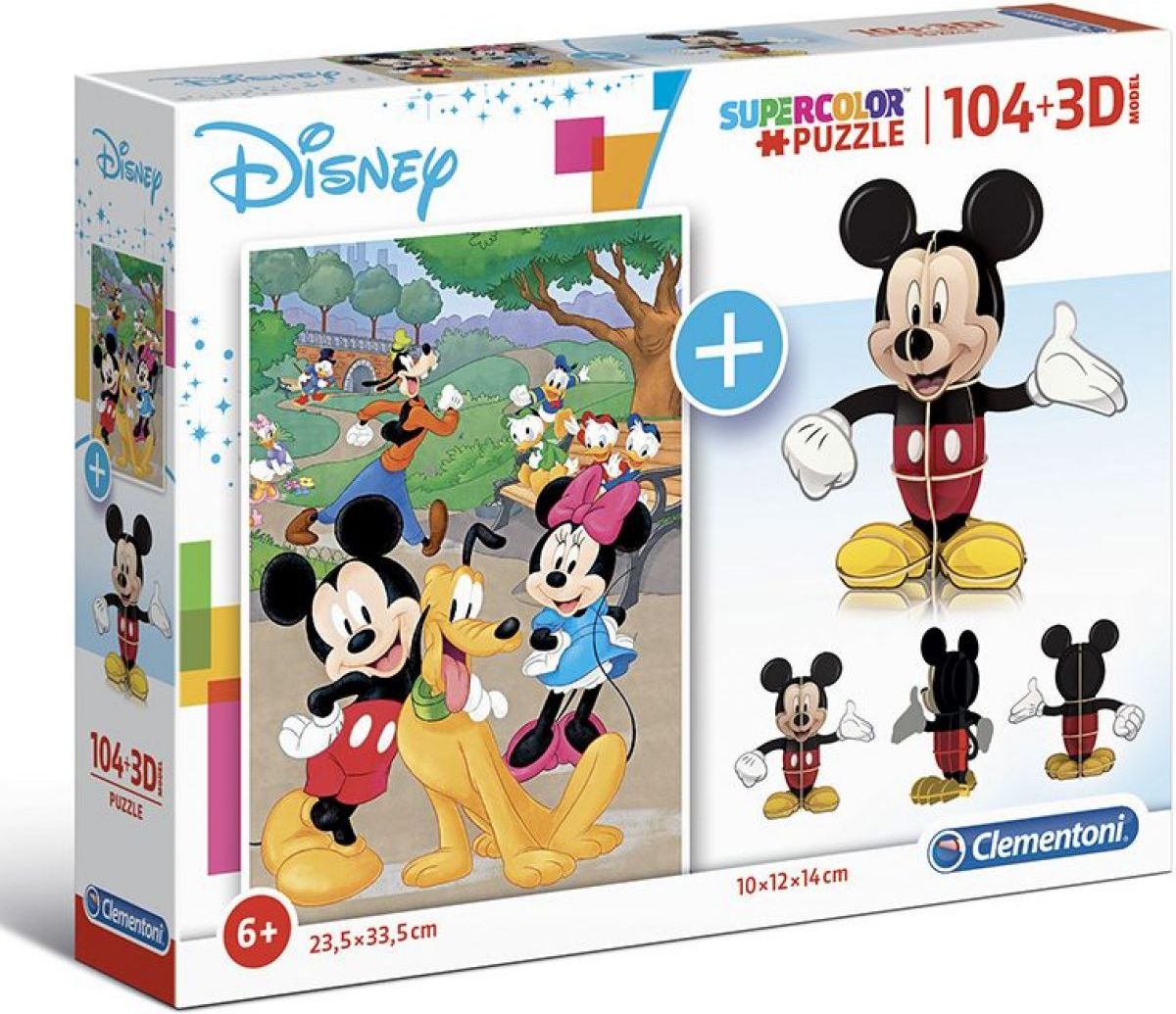 Clementoni Puzzle Supercolors 104 dílků 3D model Mickey Mouse - obrázek 1