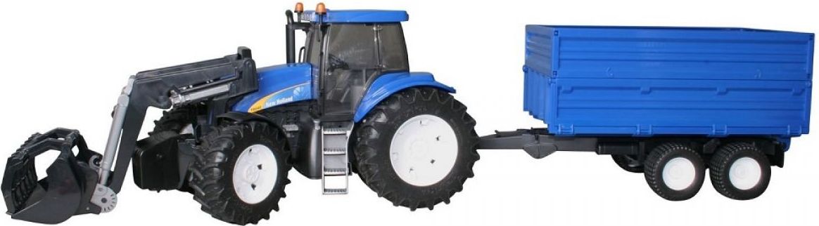 Bruder 01993 Traktor New Holland T8040 s vlekem a čelním nakladačem - obrázek 1