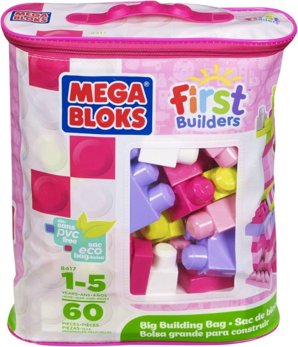 Megabloks Kostky v pytli 60 dílků růžové - obrázek 1