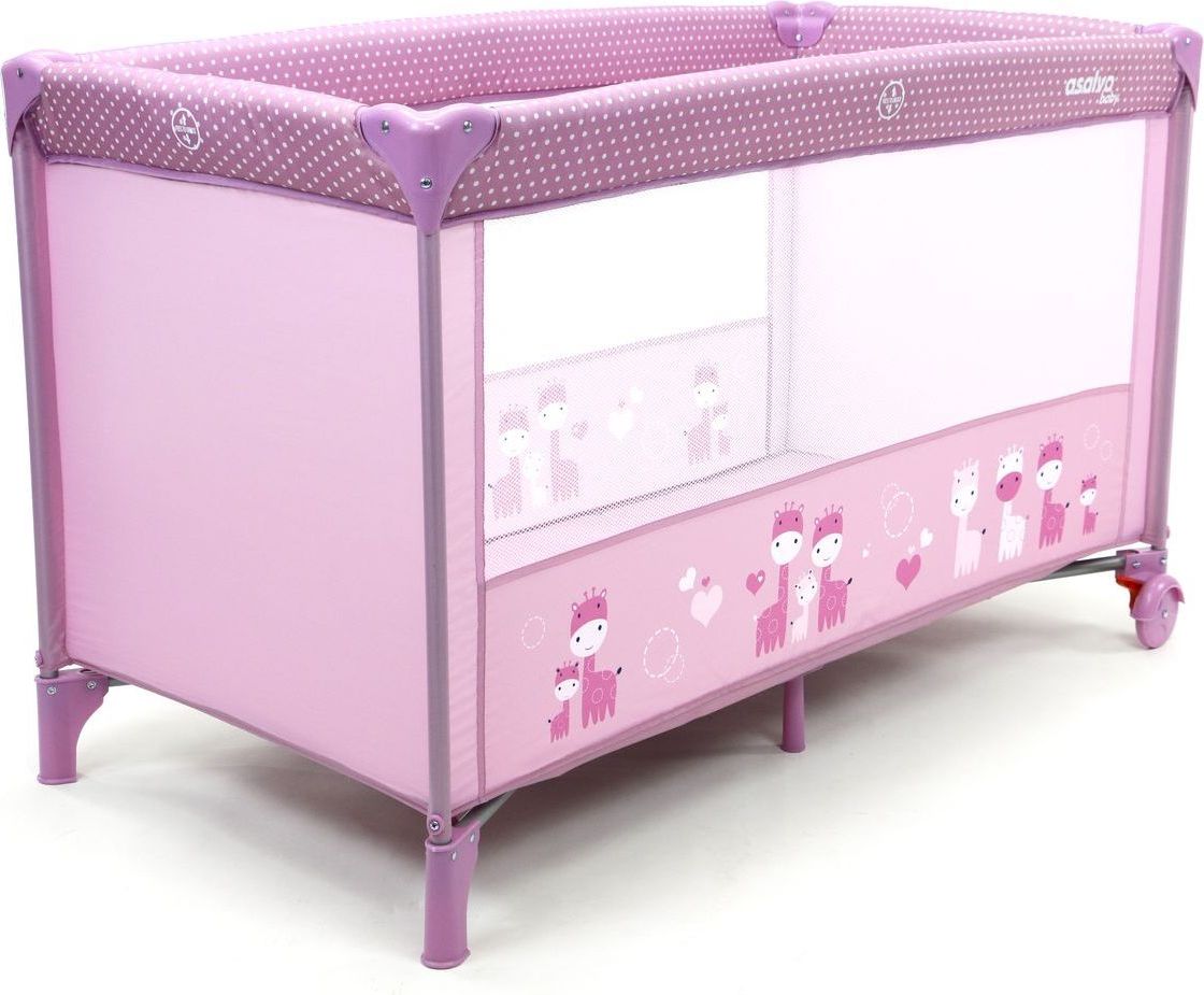 Asalvo Cestovní postýlka Basic giraffes pink - obrázek 1